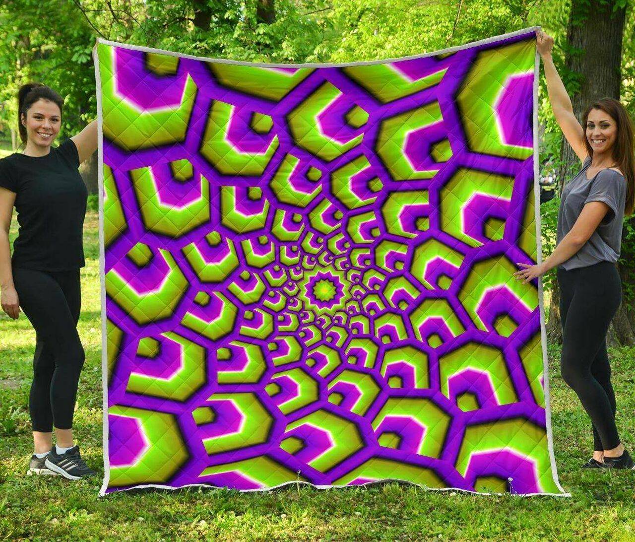 Green Hive Moving Optical Illusion Cl17100306Mdq Quilt Blanket and Home Decor