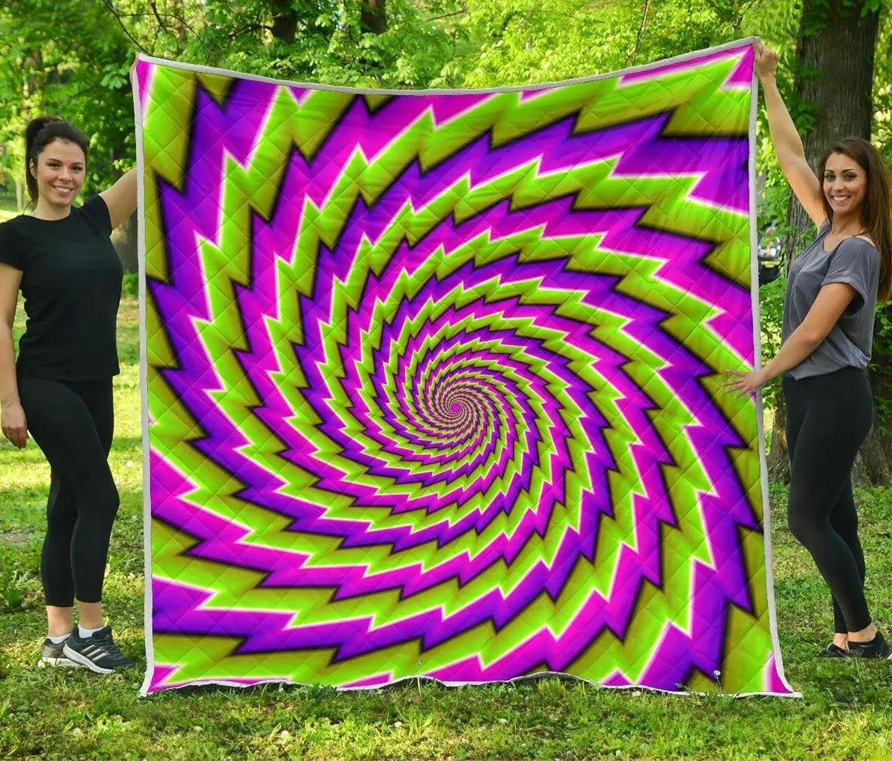 Green Twisted Moving Optical Illusion Cl17100312Mdq Quilt Blanket and Home Decor