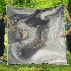 Grey Gold Liquid Marble Cl17100321Mdq Quilt Blanket and Home Decor