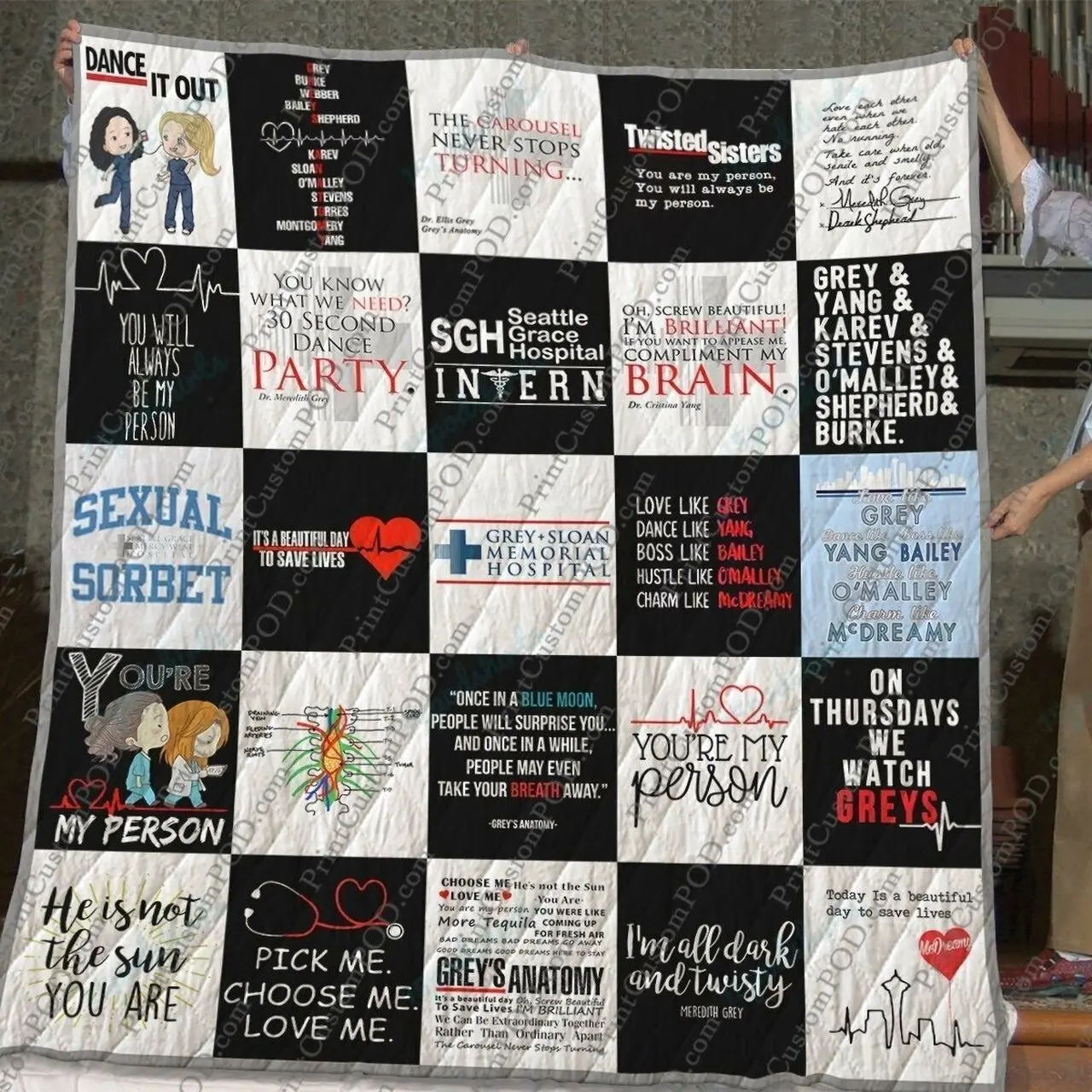 Grey S Anatomy T Shirt Quilt Blanket For Fans and Home Decor