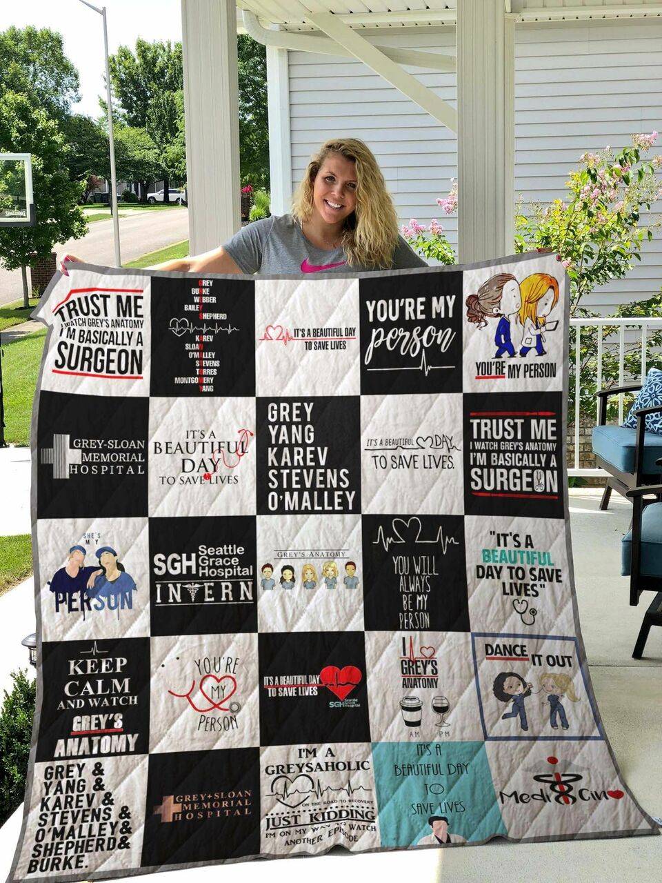 Grey X Amp 8217 S Anatomy T Shirt Quilt Blanket 02 and Home Decor