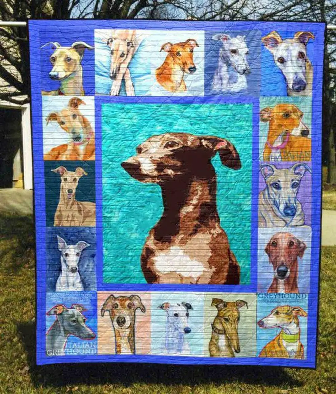 Greyhound Family Quilt -Bt01_0308 Quilt and Home Decor