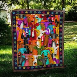 Greyhound Multi Dog Colorful Cl09100113Mdq Quilt Blanket and Home Decor
