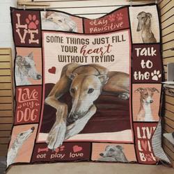 Greyhound Talk To The Paw Quilt Blanket Great Customized Blanket Gifts For Birthday Christmas Thanksgiving and Home Decor