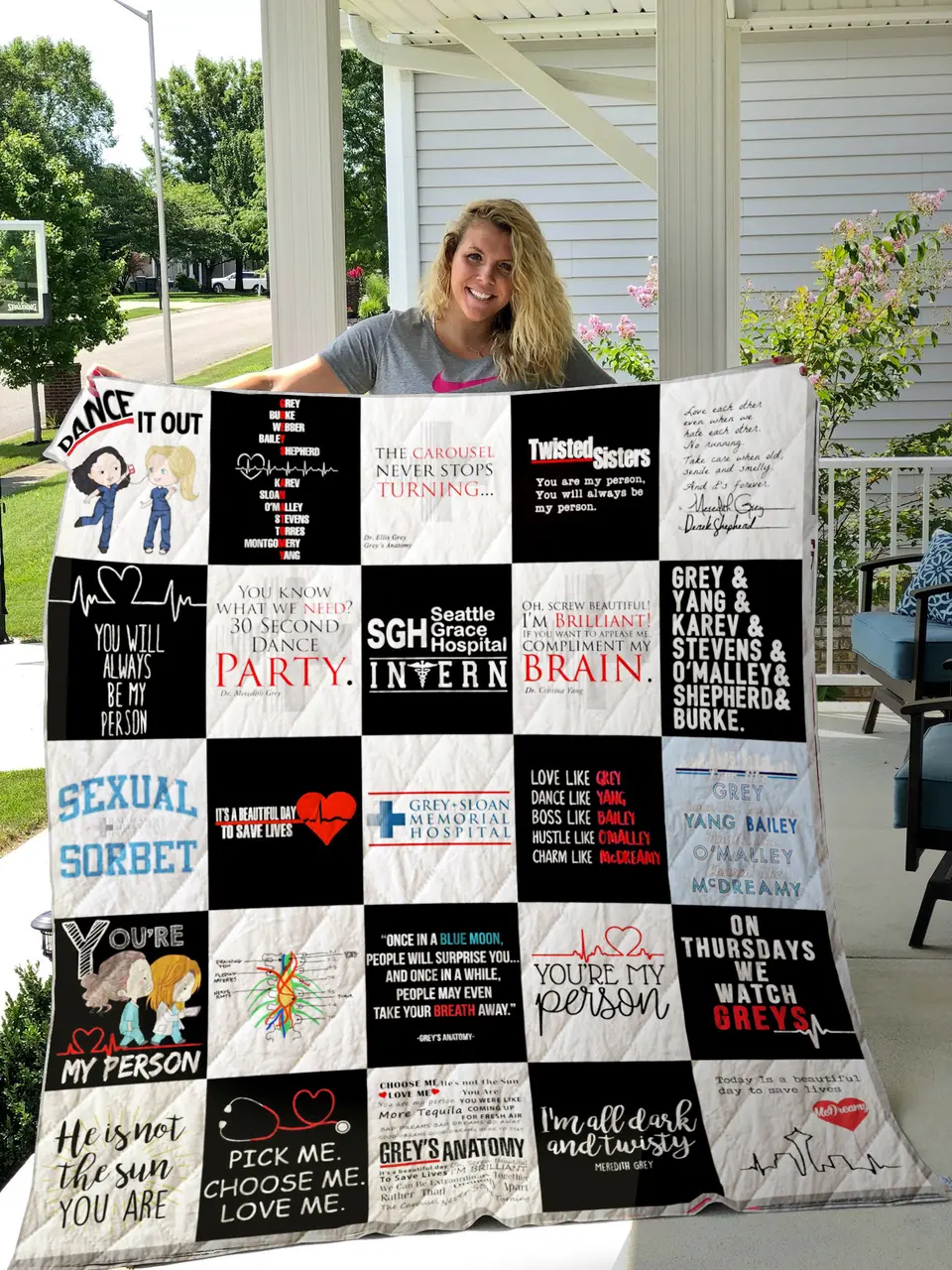 Grey’S Anatomy T-Shirt Quilt Blanket For Fans and Home Decor