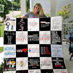 Grey’S Anatomy T-Shirt Quilt Blanket For Fans      and Home Decor