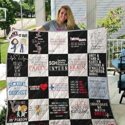 Greys Anatomy T-Shirt Quilt Blanket For Fans and Home Decor