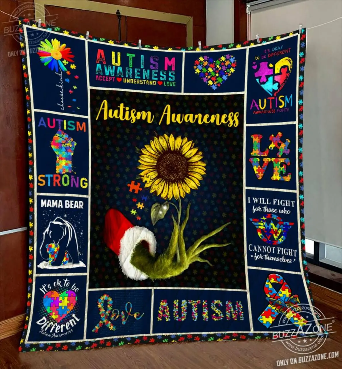 Grinch Hand Holding Autism Quilt Cc and Home Decor