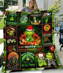 Grinch Happy Hallothanksmas Quilt  Dnstyles and Home Decor
