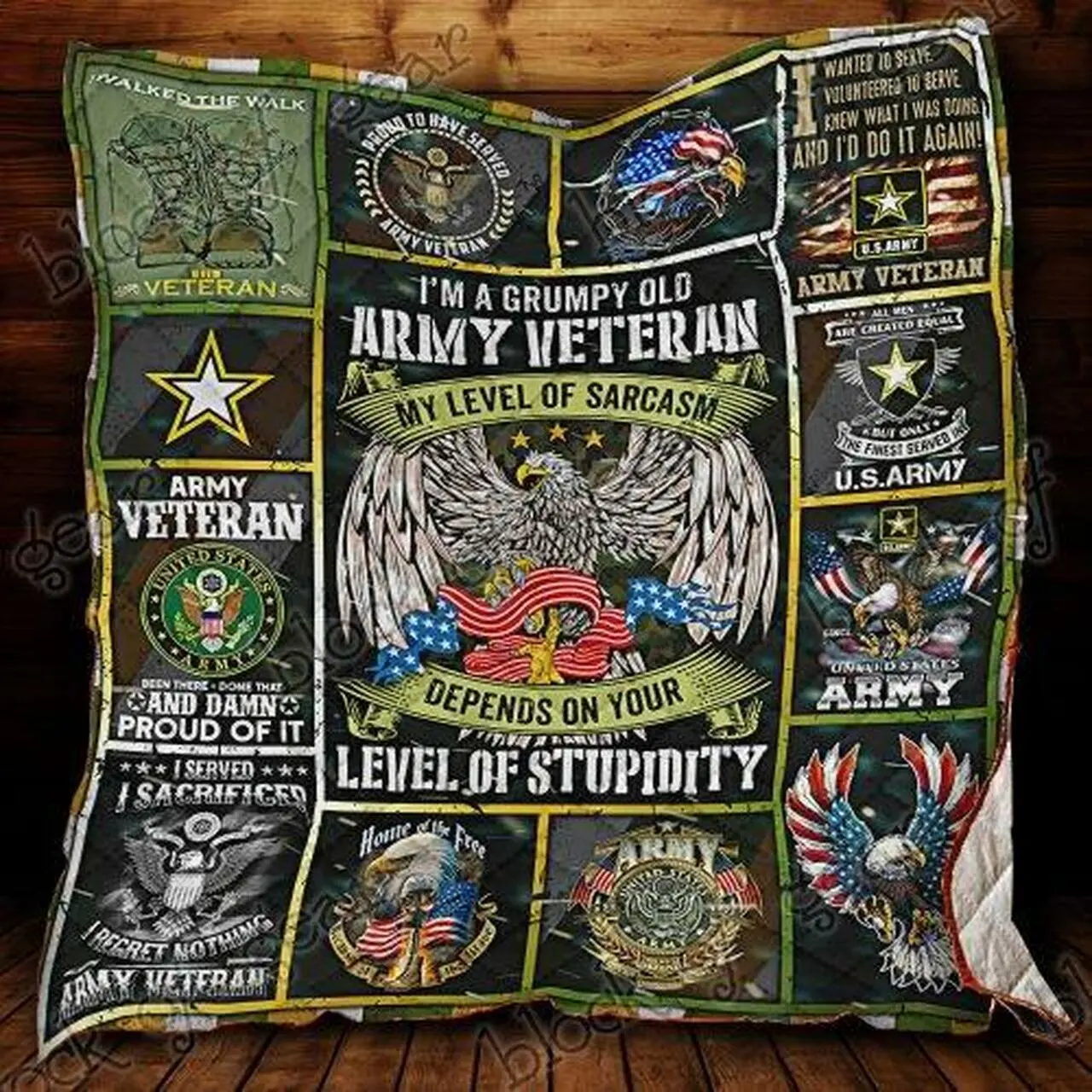 Grumpy Old Army Veteran Quilt Ps103 Quilt and Home Decor