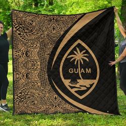 Guam Coat Of Arms Polynesian Premium Quilt  Circle Style  01 J2  Quilt and Home Decor