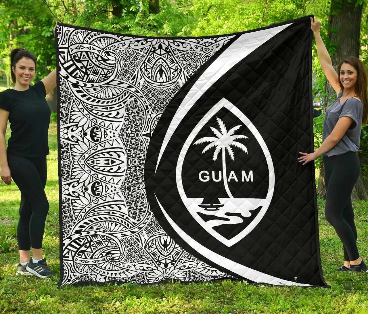 Guam Coat Of Arms Polynesian Premium Quilt Circle Style 04 J2 Quilt and Home Decor