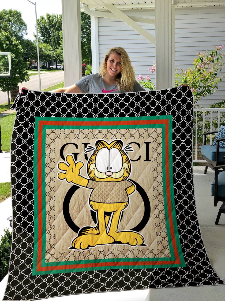 Gucci Garfield Fashion Quilt Blanket and Home Decor