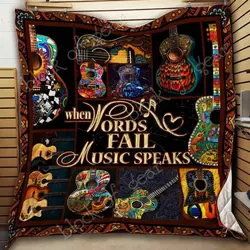 Guitar Cl18100309Mdq Quilt Blanket and Home Decor