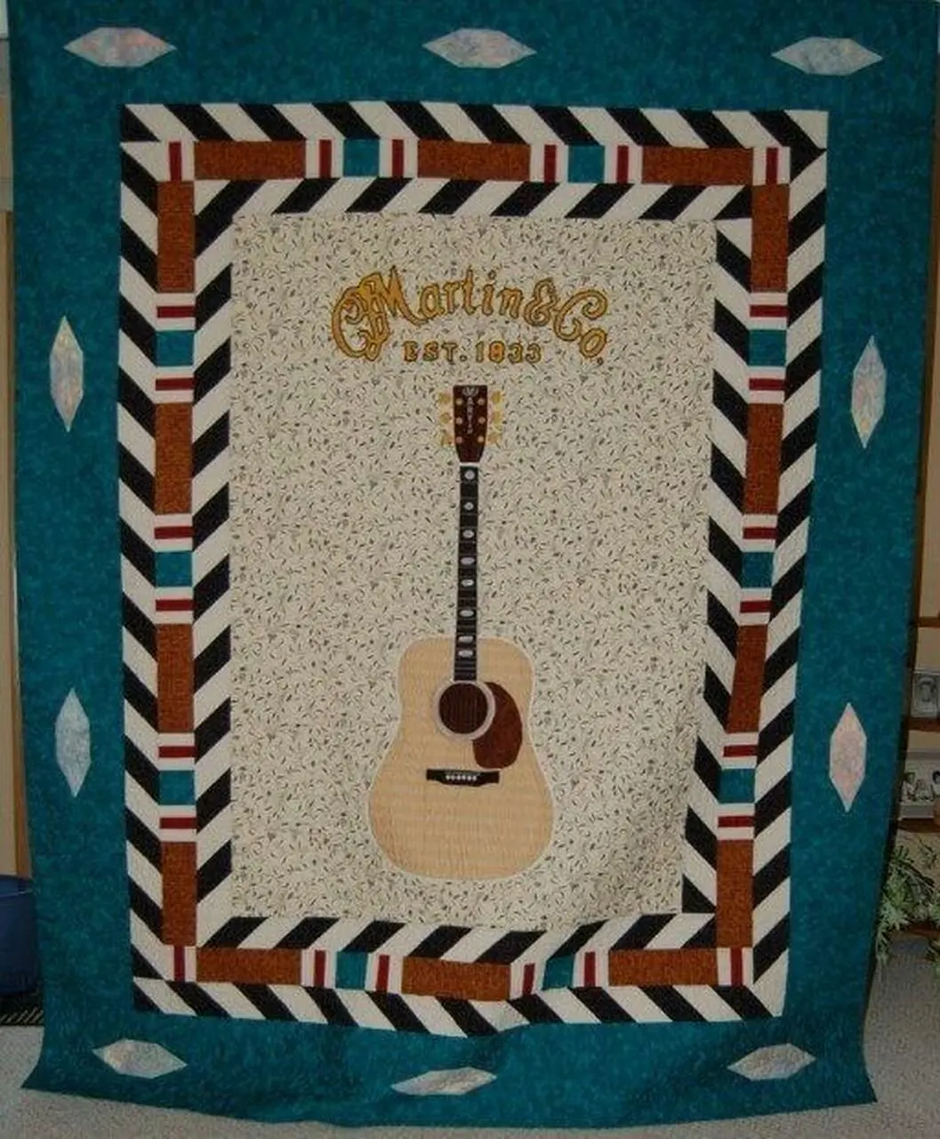 Guitar Cla2210262Q Quilt Blanket and Home Decor