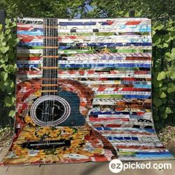 Guitar Poster Quilt Blanket Tt99  Quilt and Home Decor