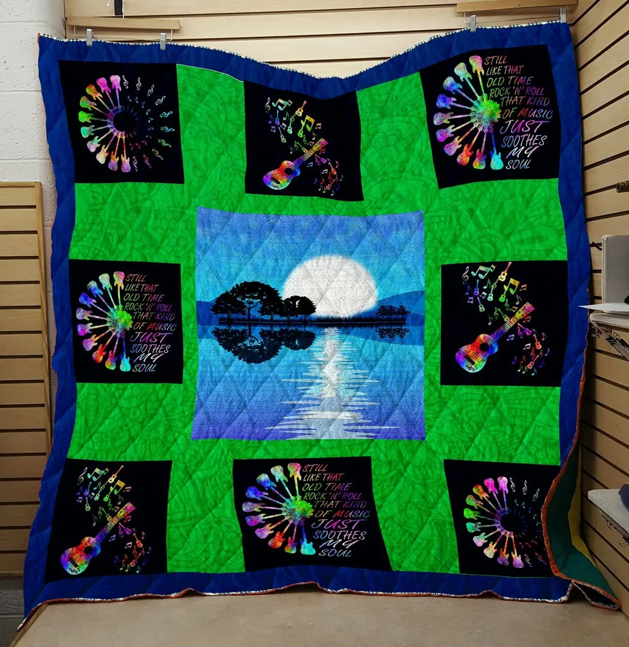 Guitar Quilt Fabric Design By Exrain and Home Decor