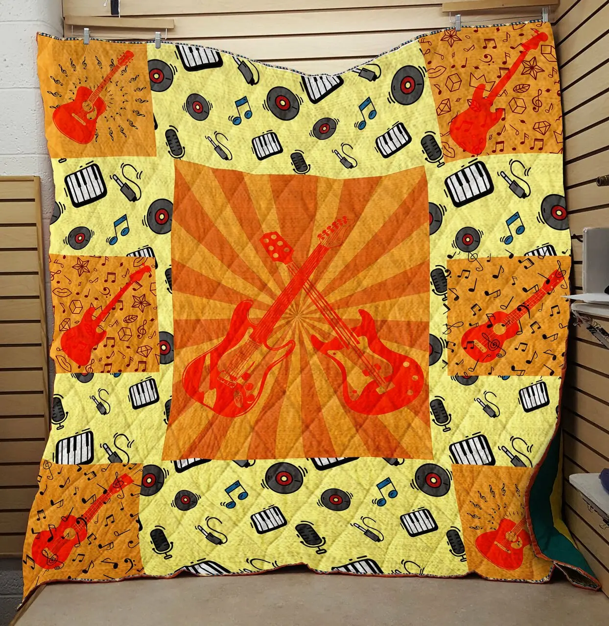 Guitar Style One Quilt and Home Decor