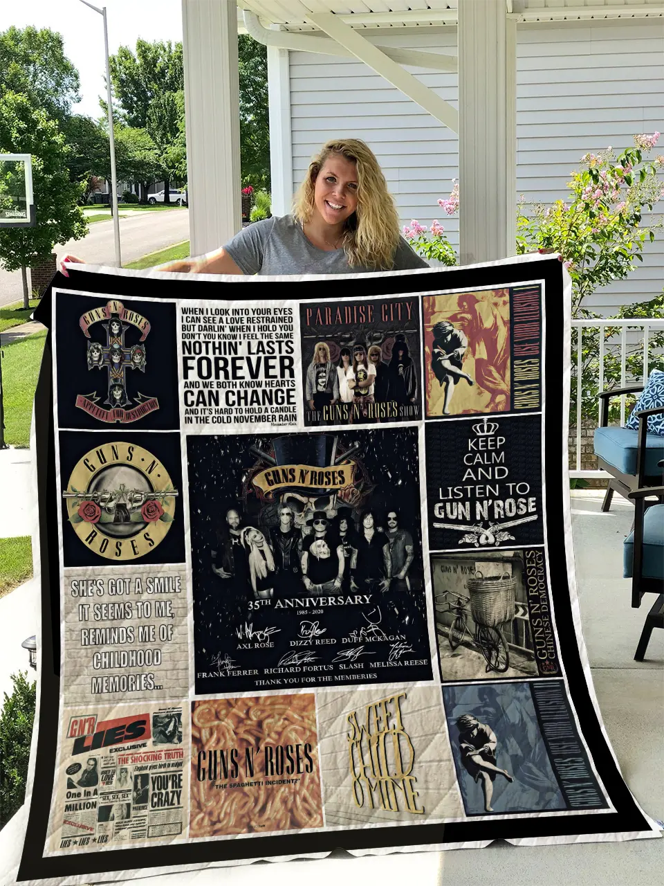 Guns N Roses Quilt Blanket I1D1 and Home Decor
