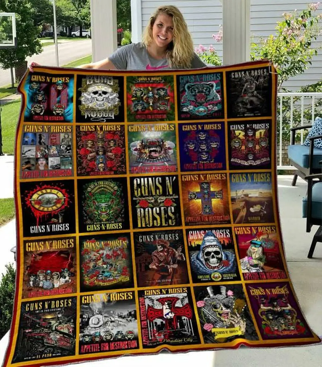 Guns N Roses Quilt Blanket Limited Quilt Blanket and Home Decor