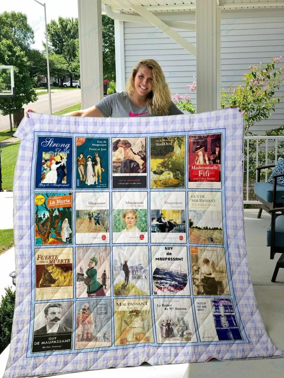 Guy De Maupassant Books Quilt Blanket and Home Decor
