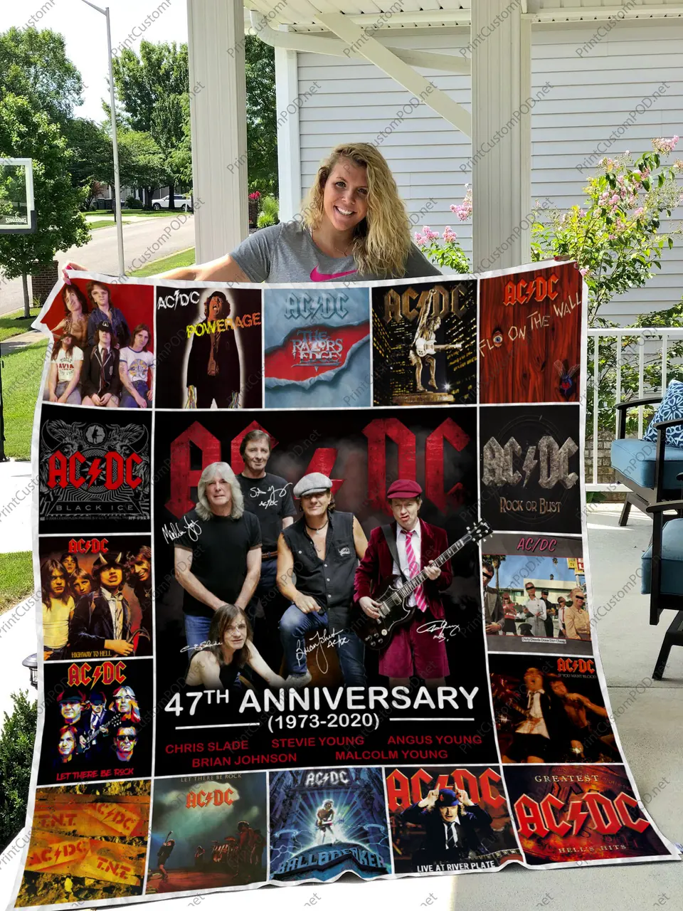 H Ac/Dc Quilt Blanket and Home Decor