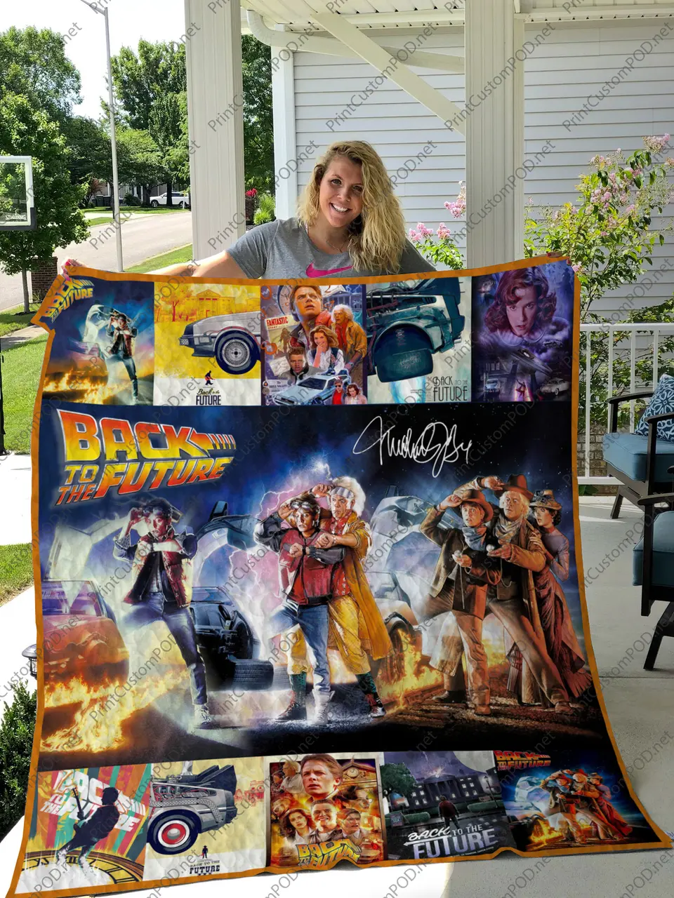H Back To The Future Quilt Blanket and Home Decor