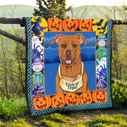 H-Bb Standard Printed Quilt - American Pit Bull Halloween and Home Decor