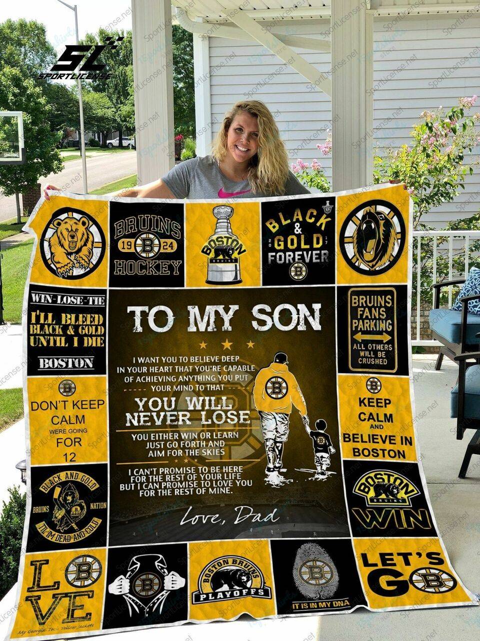 H Boston Bruins D Quilt Blanket and Home Decor