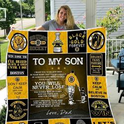 H Boston Bruins D Quilt Blanket and Home Decor