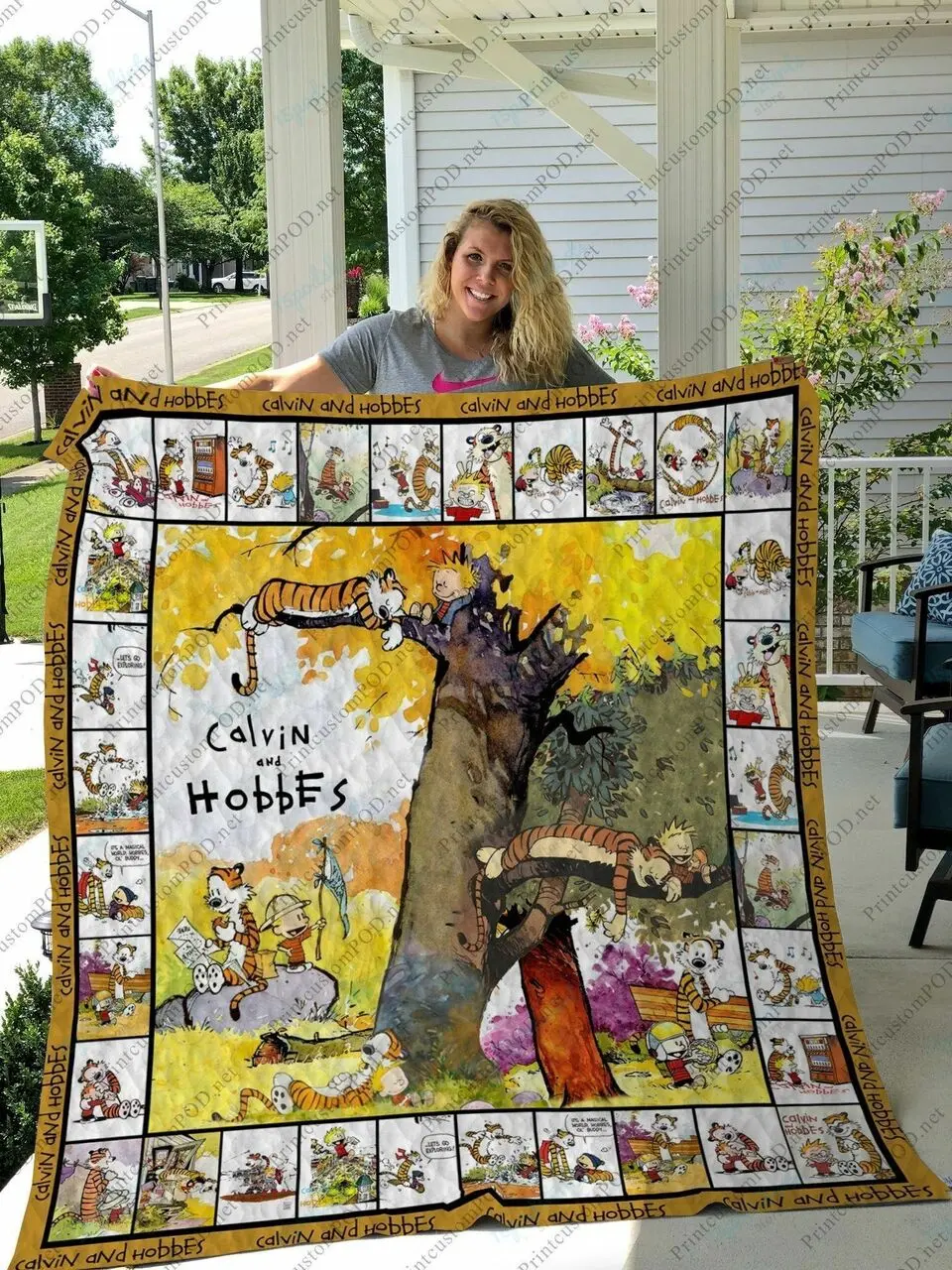 H Calvin And Hobbes Quilt Blanket Ver 1 and Home Decor
