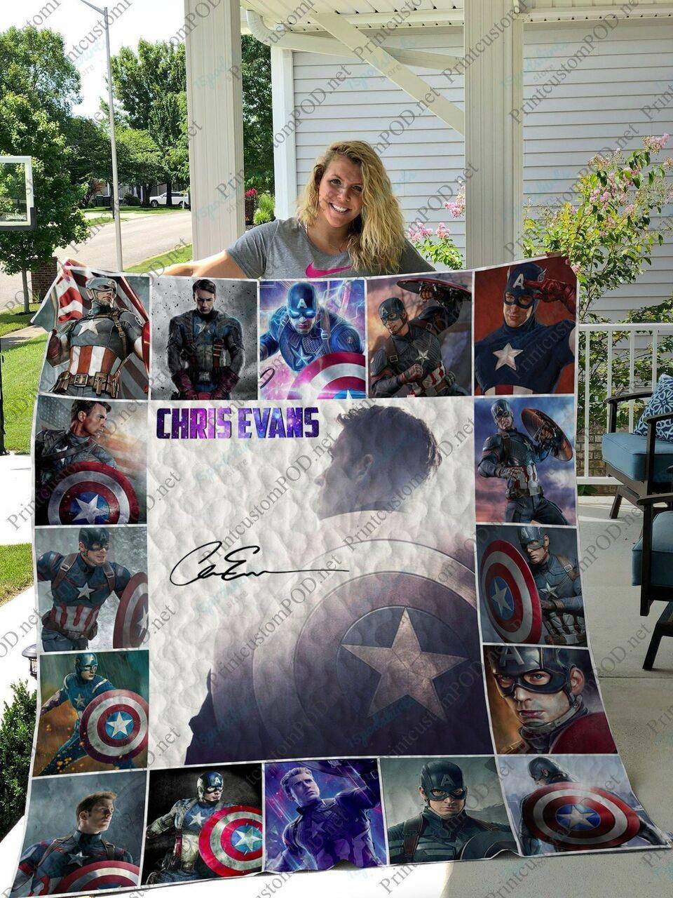 H Captain American Quilt Blanket and Home Decor