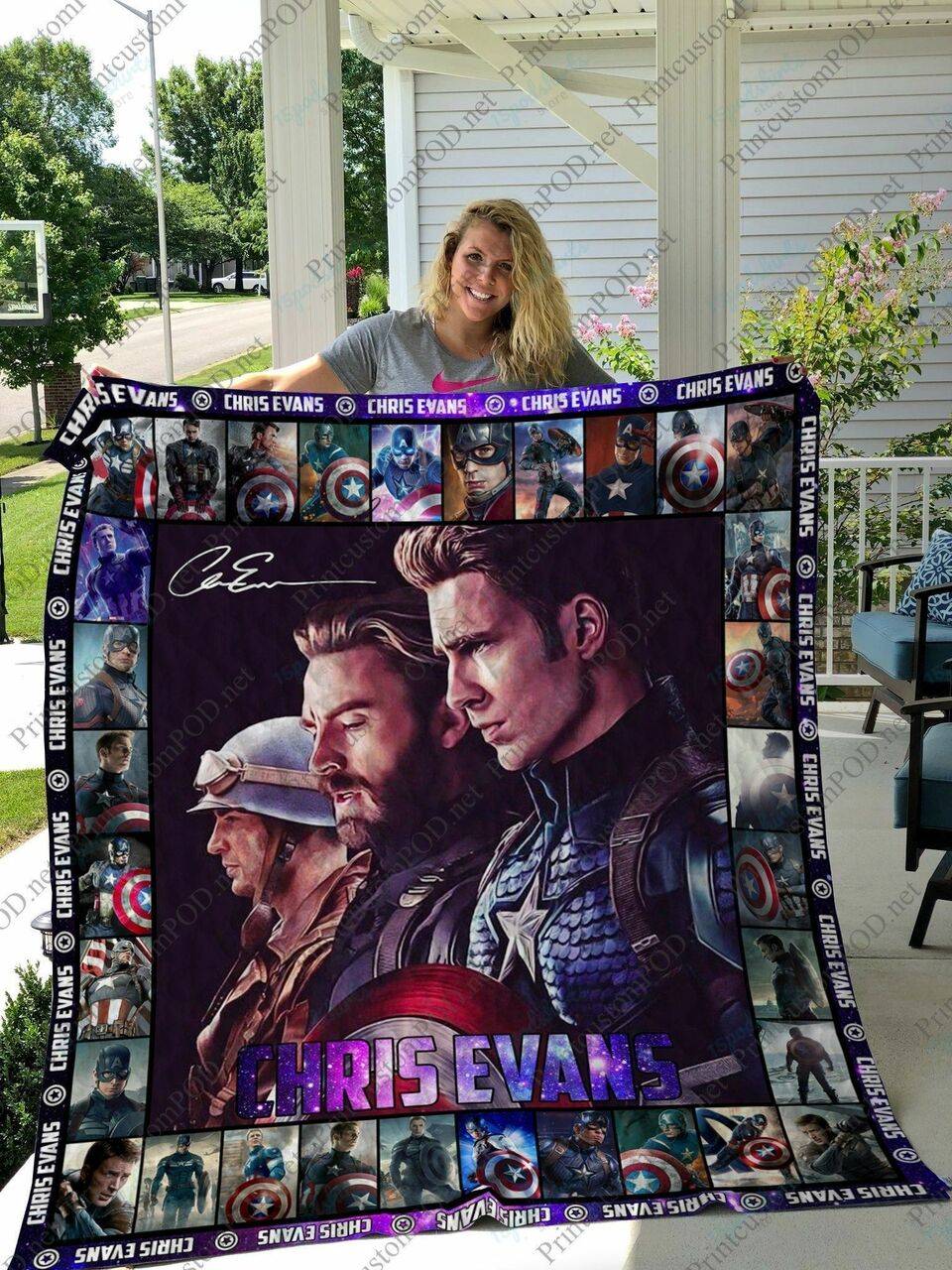 H Captain American Quilt Blanket Ver 1 and Home Decor