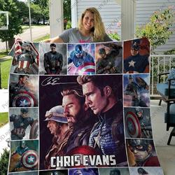 H Captain American Quilt Blanket Ver 2 and Home Decor