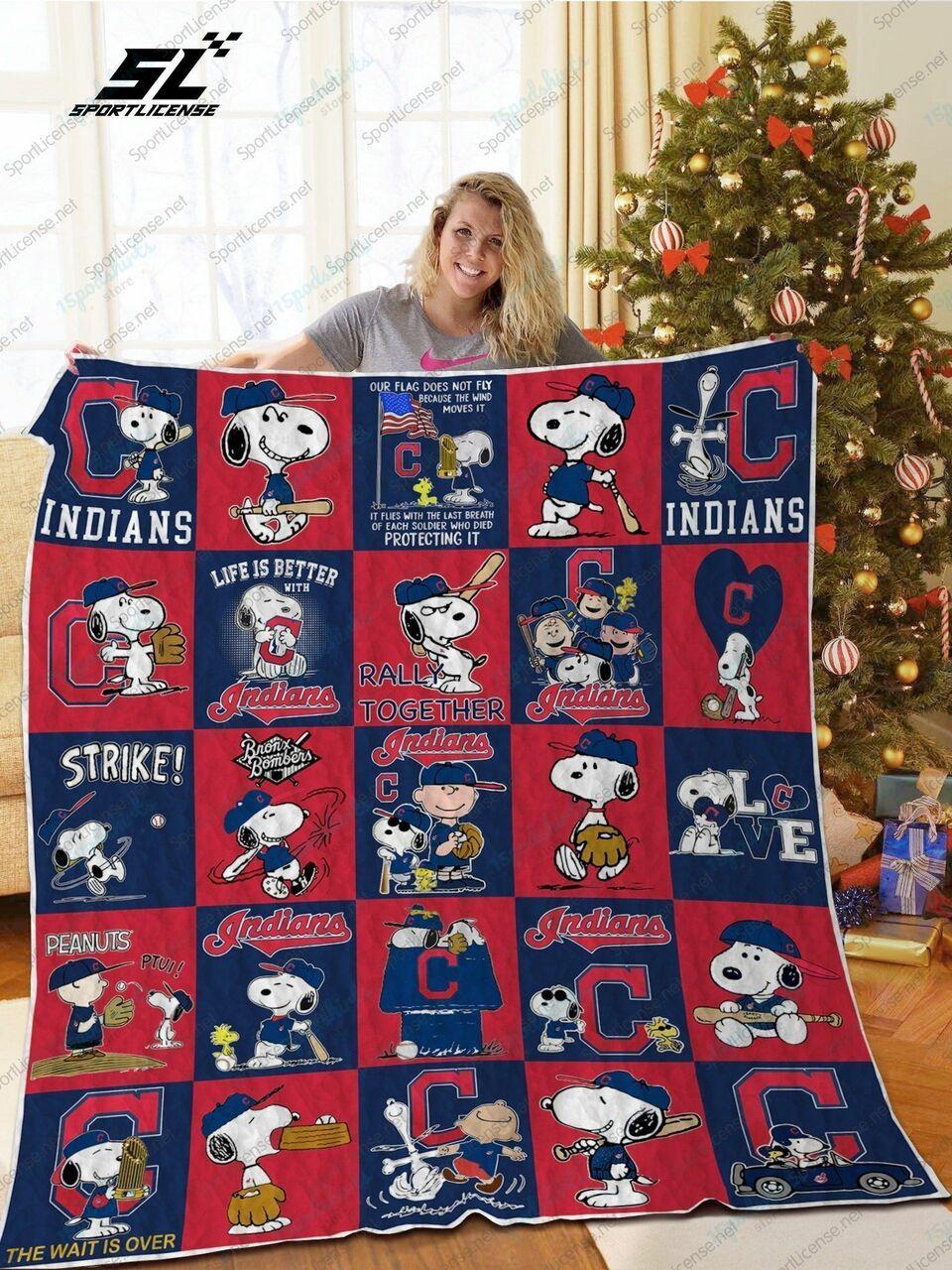 H Cleveland Indians Dn Quilt Blanket Ver Sp and Home Decor