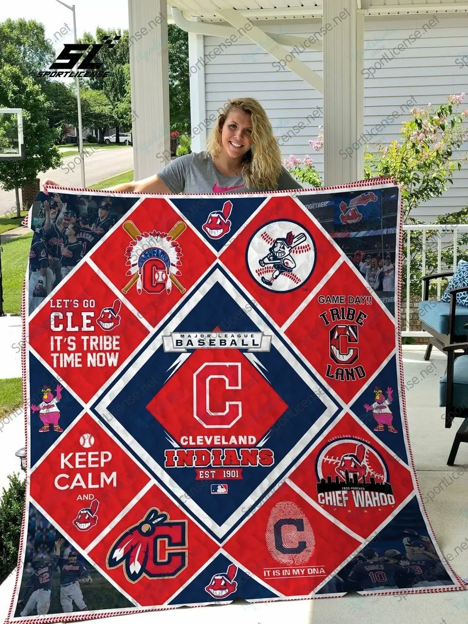 H Cleveland Indians Quilt Blanket and Home Decor