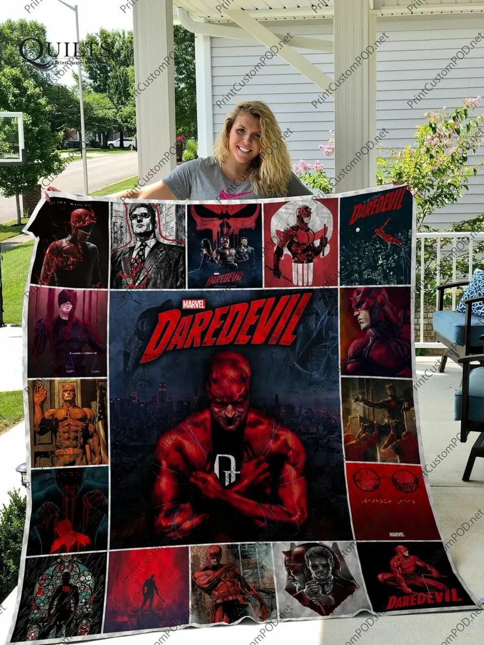 H Daredevil Quilt Blanket and Home Decor
