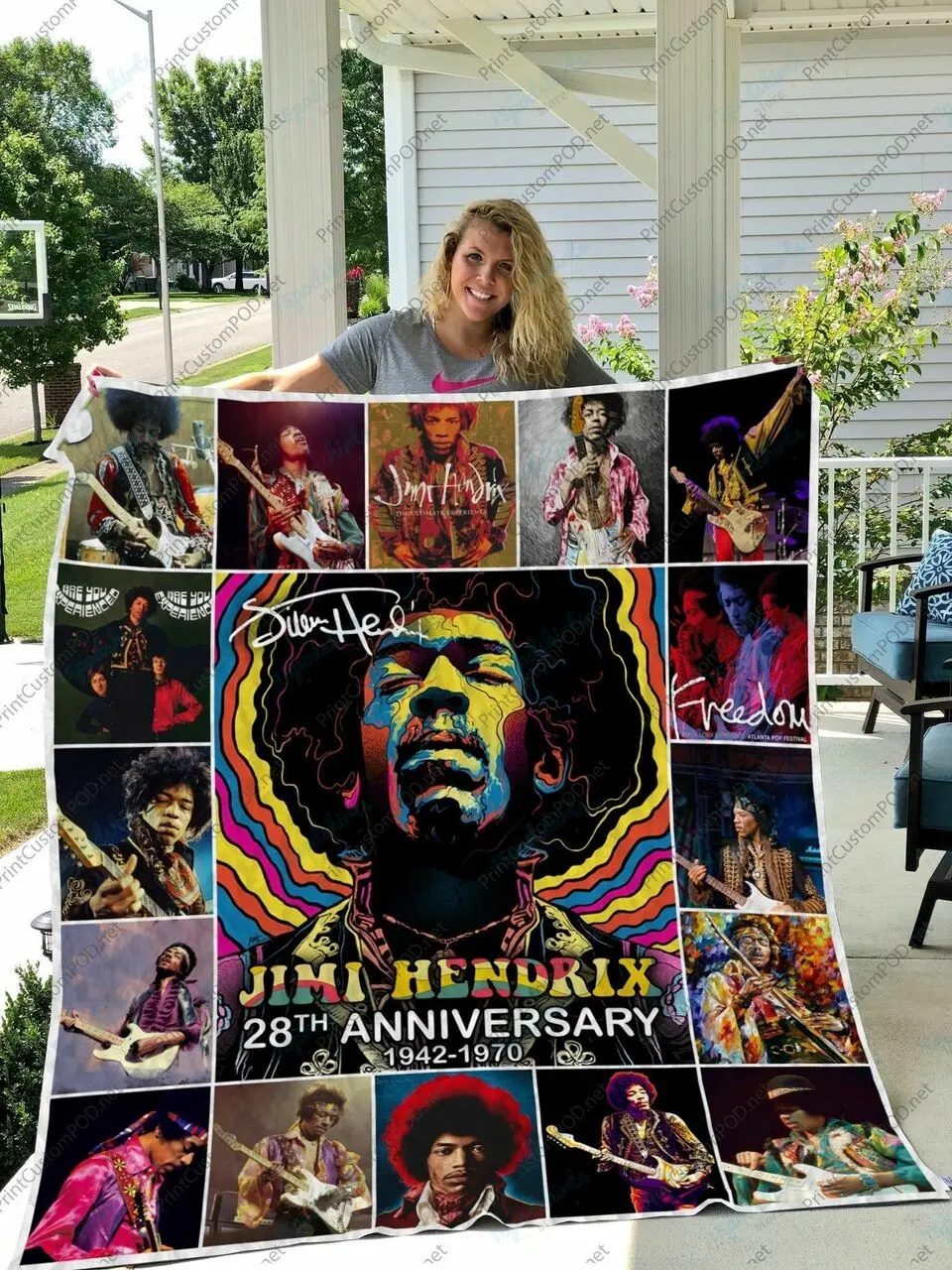 H Jimi Hendrix Quilt Blanket and Home Decor