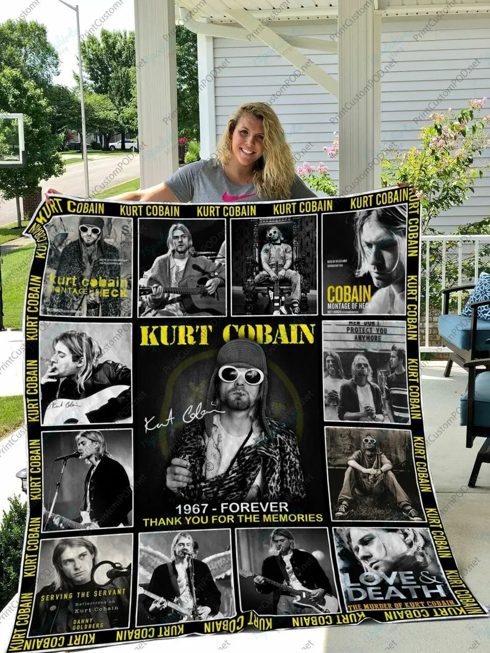 H Kurt Cobain Quilt Blanket 12 and Home Decor