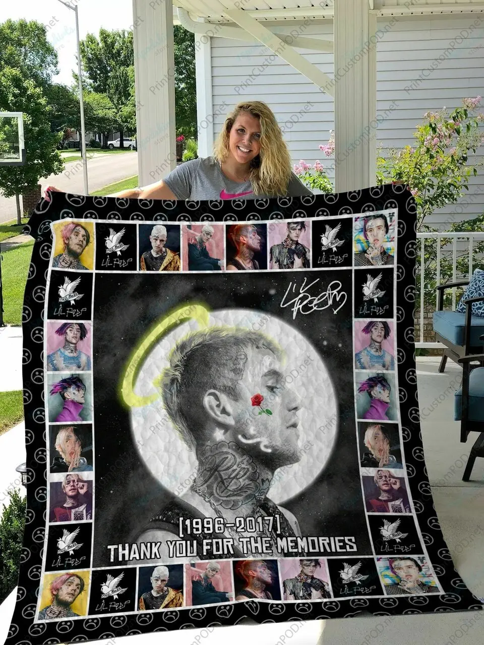 H Lil Peep Quilt Blanket Ver 7 and Home Decor
