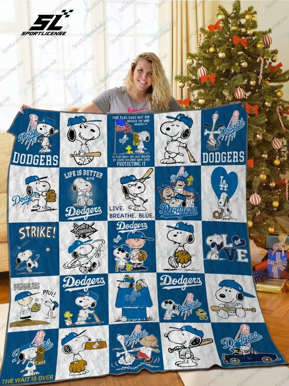 H Los Angeles Dodgers Dn Quilt Blanket Ver Sp and Home Decor