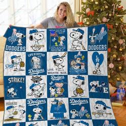 H Los Angeles Dodgers Dn Quilt Blanket Ver Sp and Home Decor