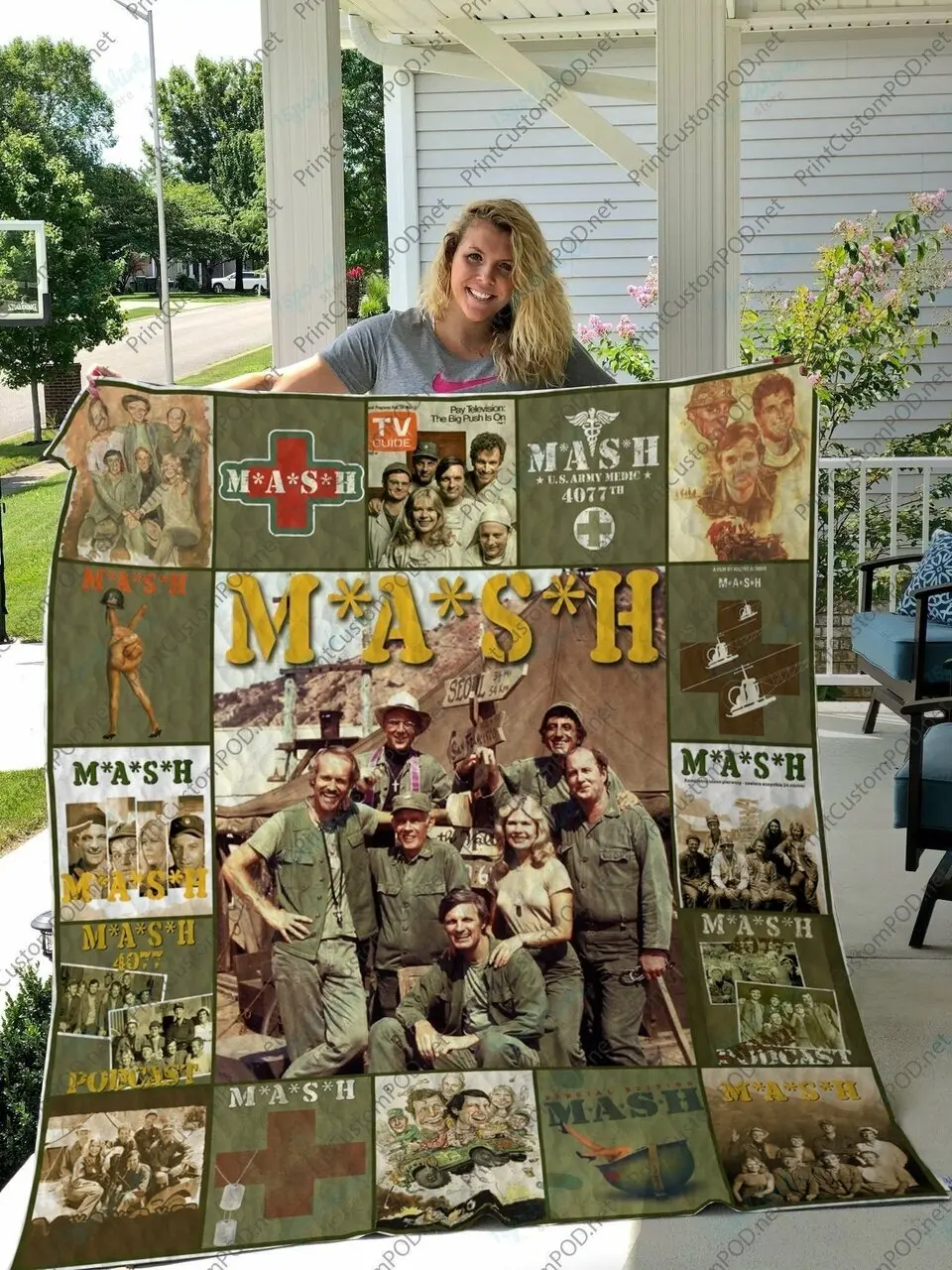 H M A S H Quilt Blanket Ver 1 and Home Decor