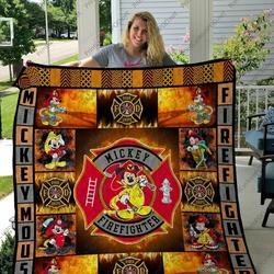 H Mickey Firefighter Quilt Blanket and Home Decor