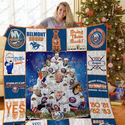 H New York Islanders Lg Christmas Quilt Blanket and Home Decor