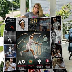 H Roger Federer Quilt Blanket and Home Decor