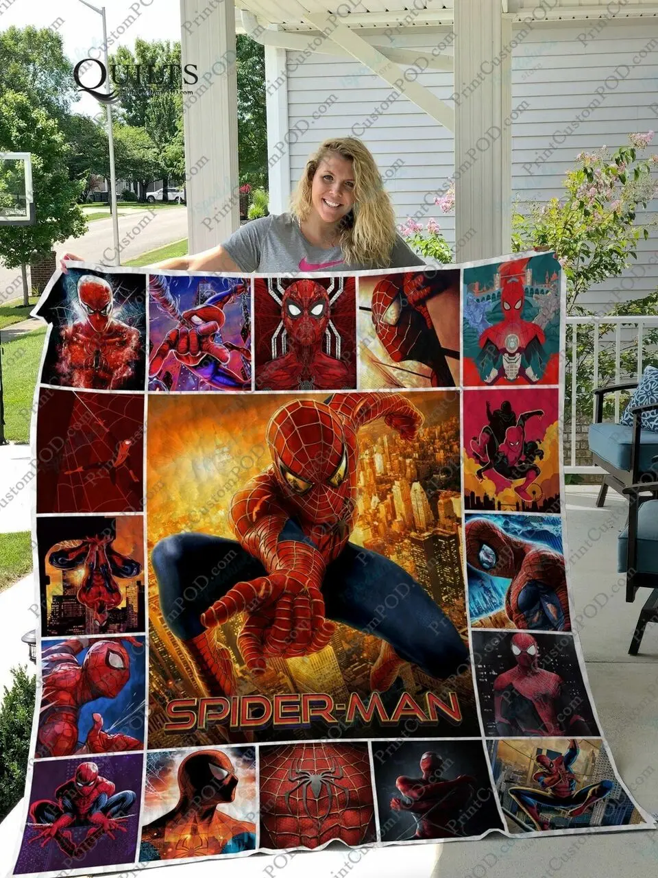 H Spider Man Quilt Blanket Ver 2 and Home Decor