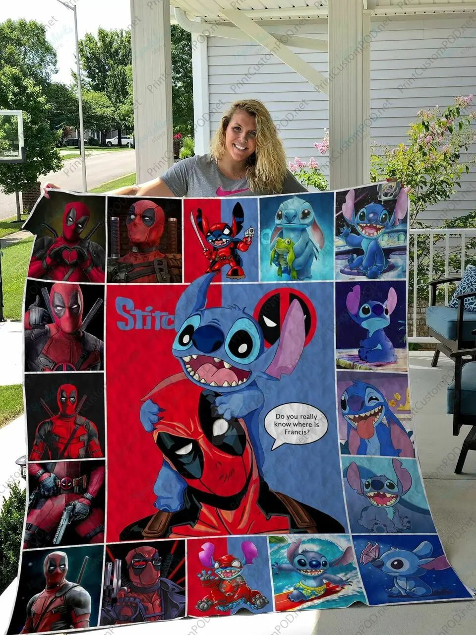 H Stitch Deadpool Quilt Blanket and Home Decor