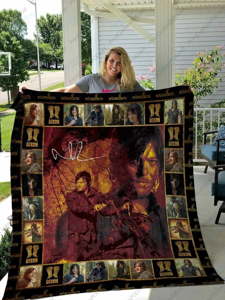 H The Walking Dead Daryl Dixon Quilt Blanket Ver 4 and Home Decor