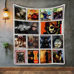Hank Williams Jr Album Covers Quilt Blanket and Home Decor